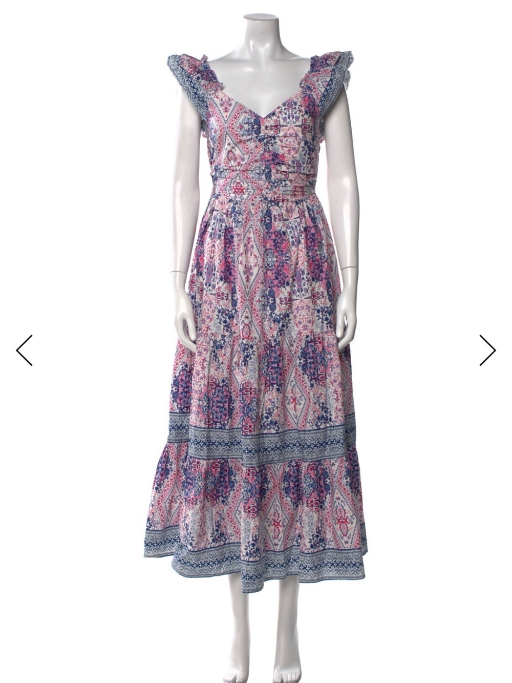 Caroline Constas Pink and Blue Midi Dress NWT